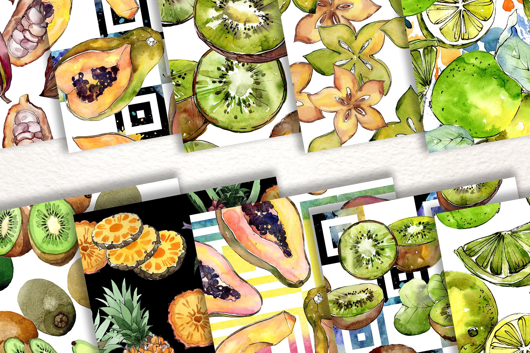 100美味的手绘水果水彩画集 100 Yummy Patterns Of Fruits JPG Watercolor Set插图7