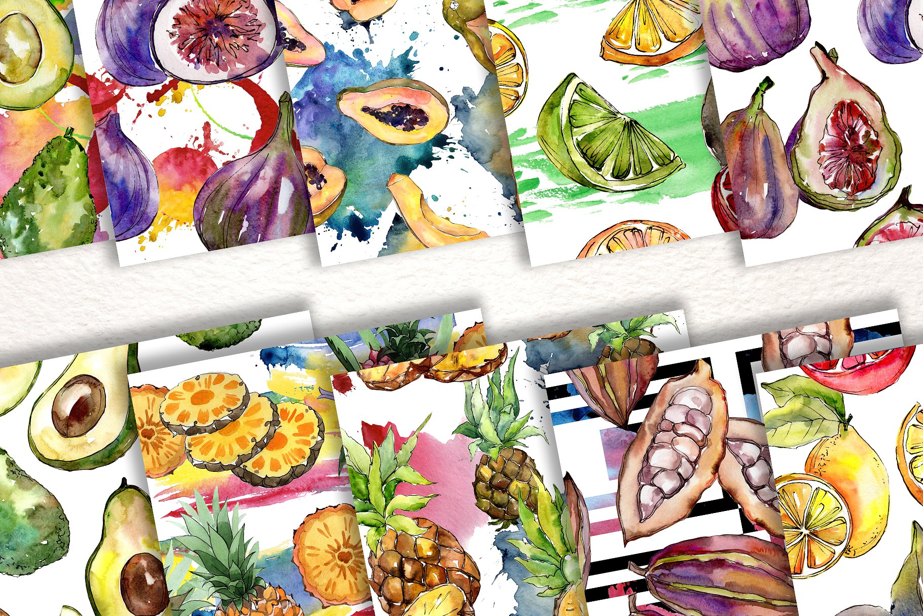 100美味的手绘水果水彩画集 100 Yummy Patterns Of Fruits JPG Watercolor Set插图6