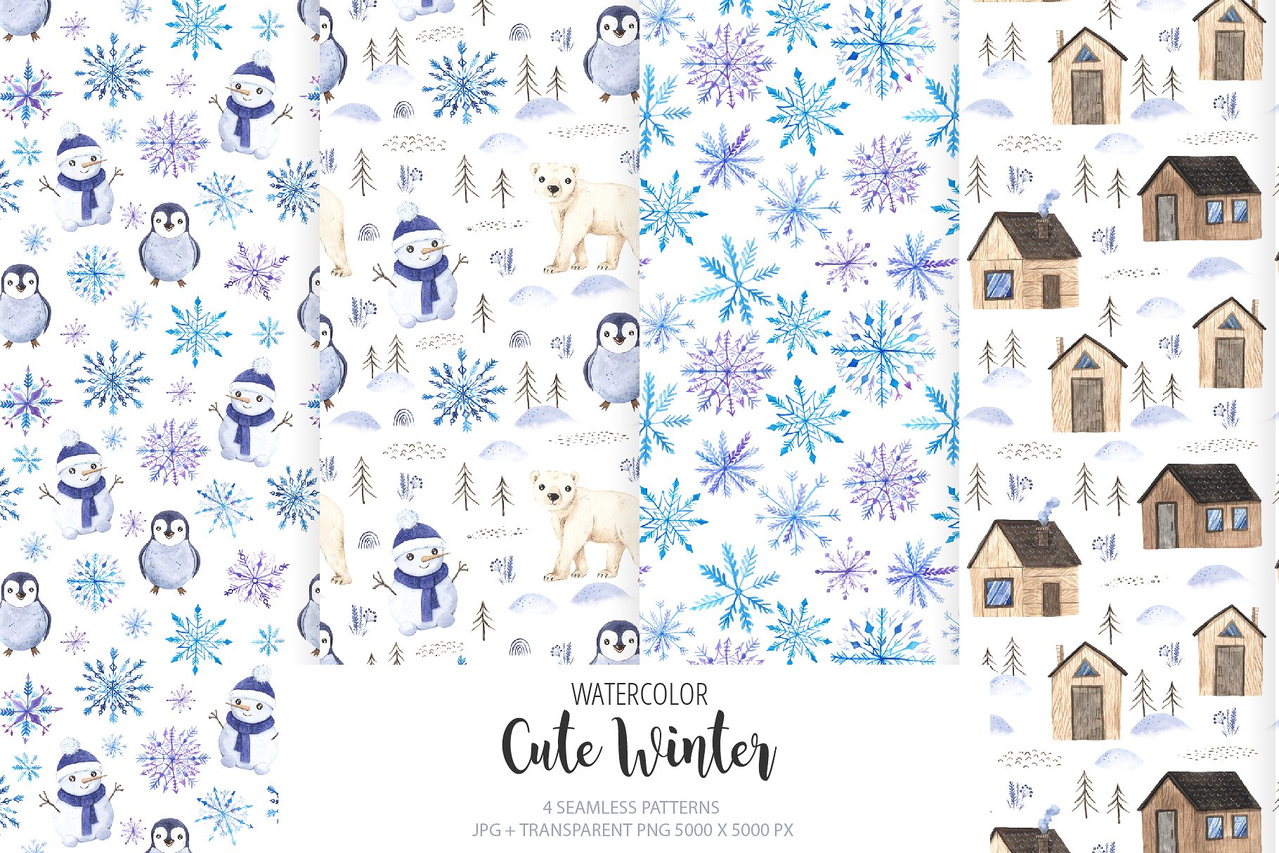 可爱的手绘冬季圣诞装饰动物花卉松树水彩画集 BUNDLE Winter Hygge Watercolor Kit插图14