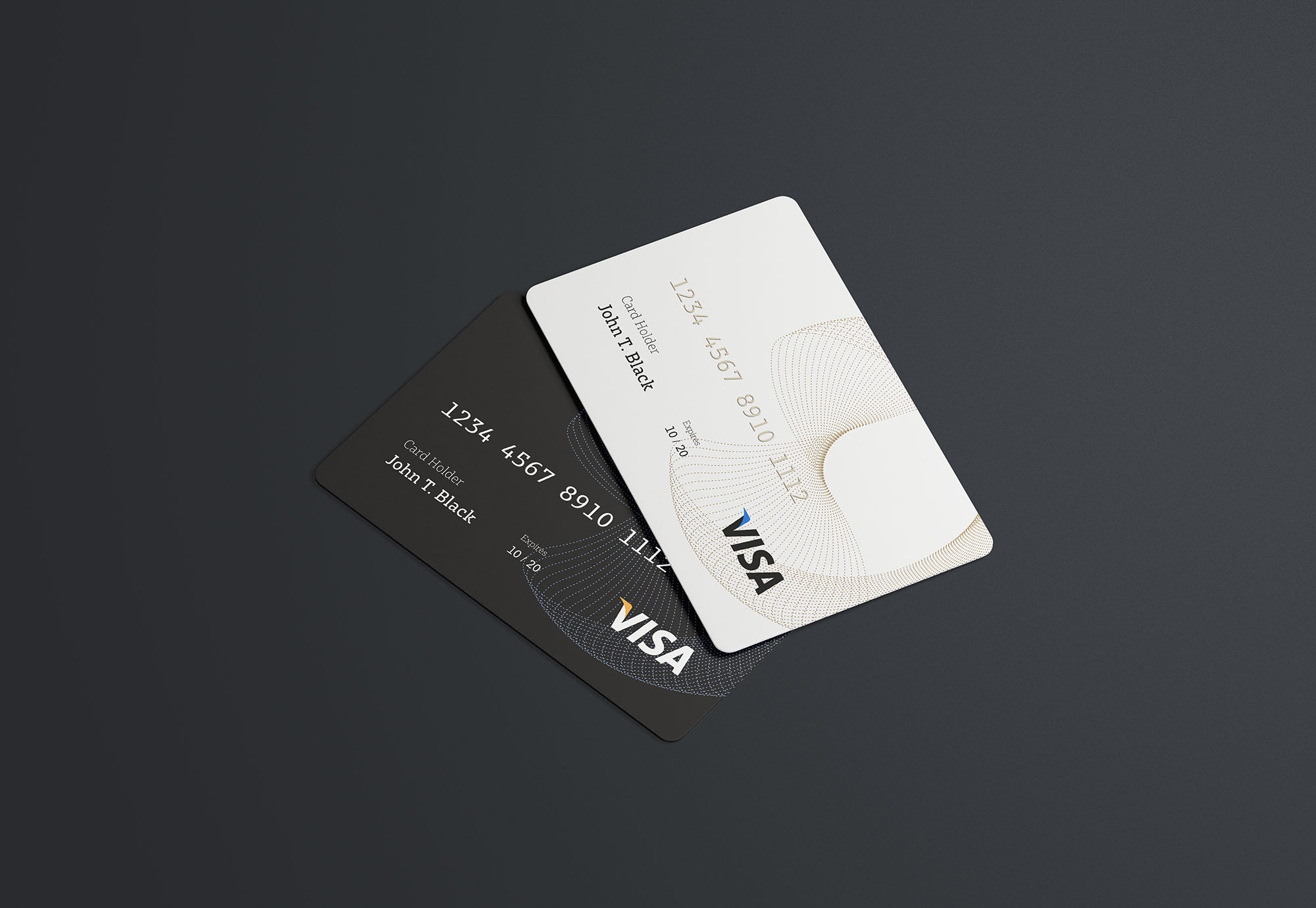 黑白色信用卡展示样机 Black And White Credit Card Display Mockup插图