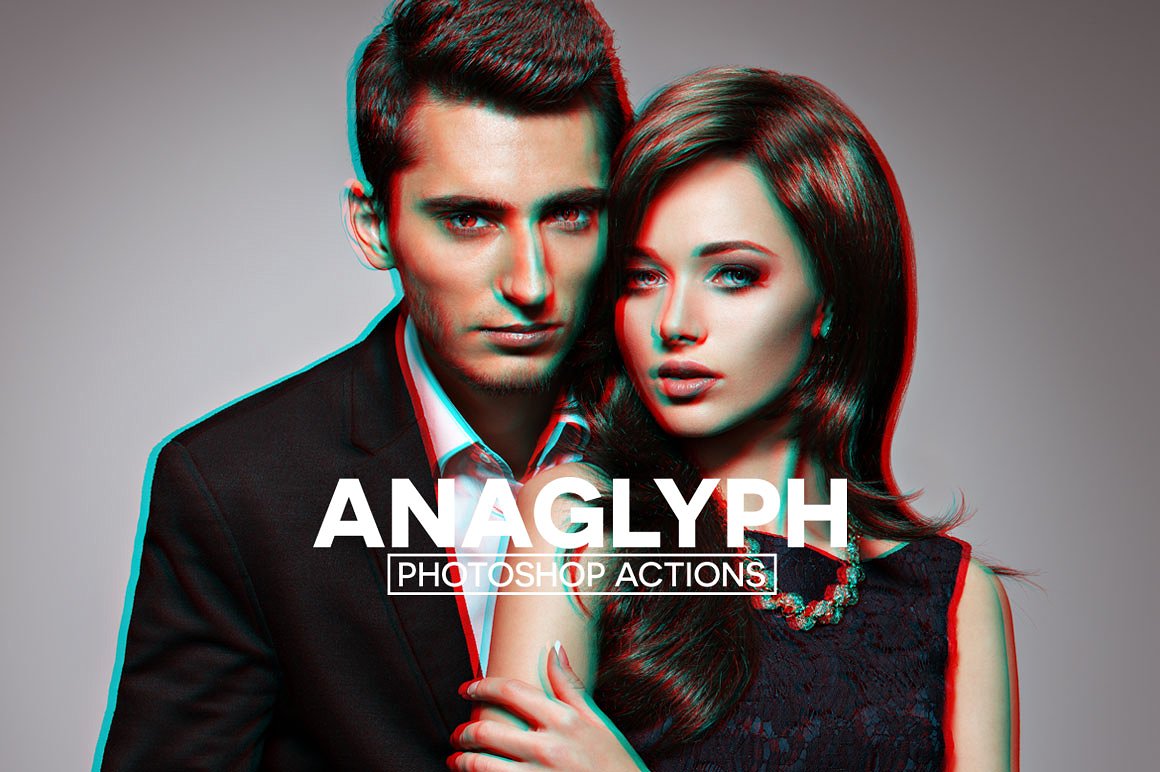 照片红青色3D浮雕效果的PS动作 3D Red Cyan Anaglyph Photoshop Actions插图