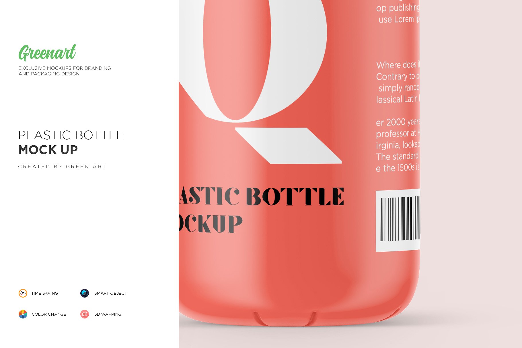哑光塑料瓶饮料瓶样机 Matte Plastic Bottle Mockup插图5