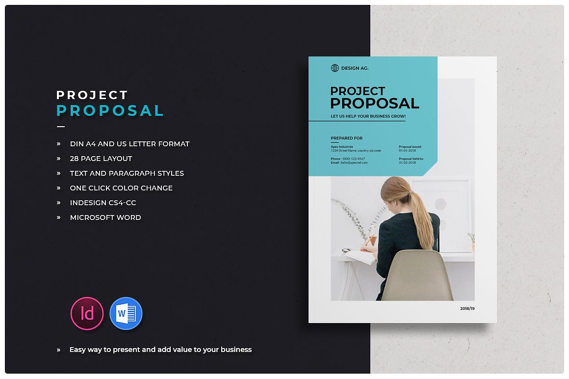28页简约的A4项目提案画册模板 28 Page Minimalist A4 Project Proposal Album Template插图