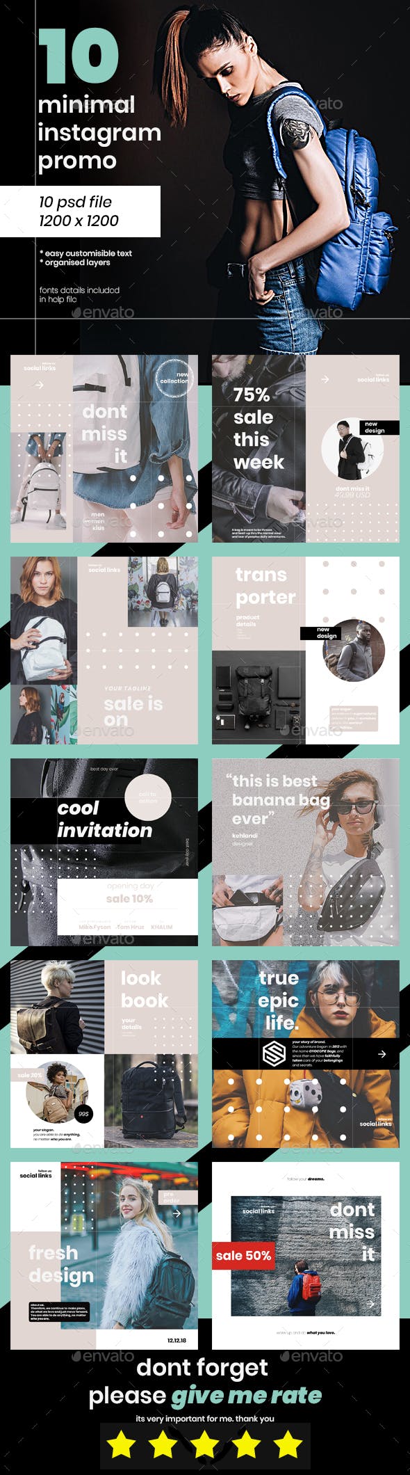精美时尚的包包促销广告Instagram模板 Beautiful And Stylish Bags Promotional Ads Instagram Template插图