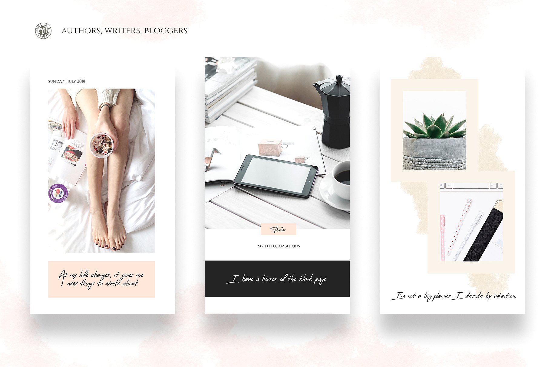 15款优雅的女性作家生活方式Instagram故事模板包 15 Elegant Writer Blogs Instagram Story Template Pack插图4