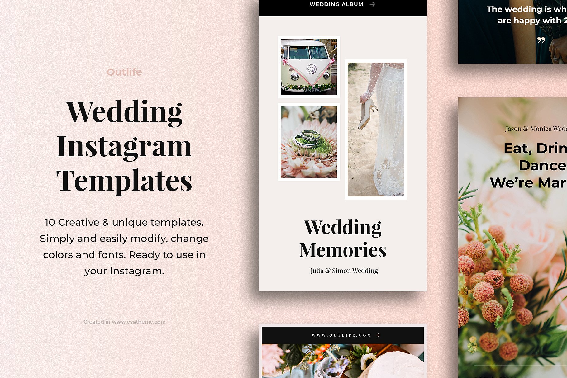 令人愉悦的婚礼旅游产品促销Instagram模板 Pleasant Wedding Travel Product Promotion Instagram Template插图6