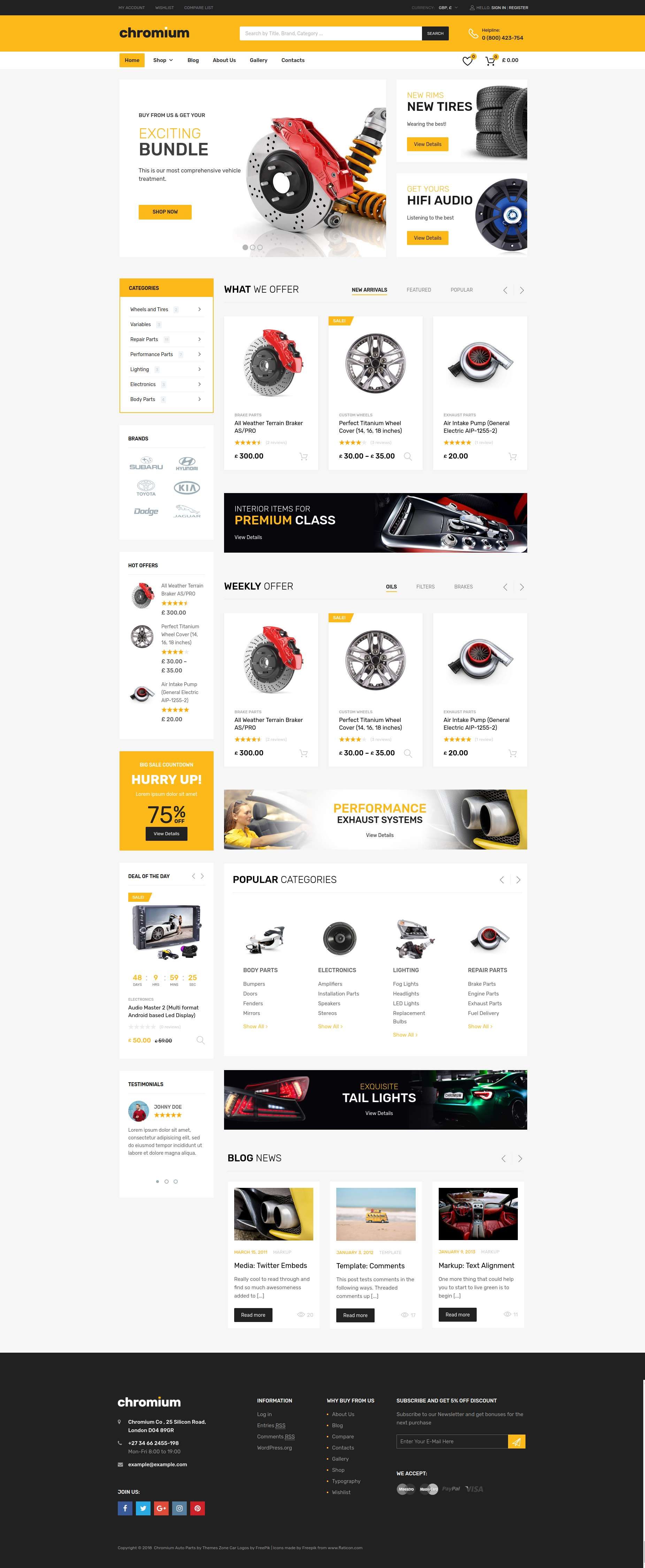 精美的高级汽车配件商城WordPress主题模板 Chromium – Auto Parts Shop WordPress WooCommerce Theme插图1
