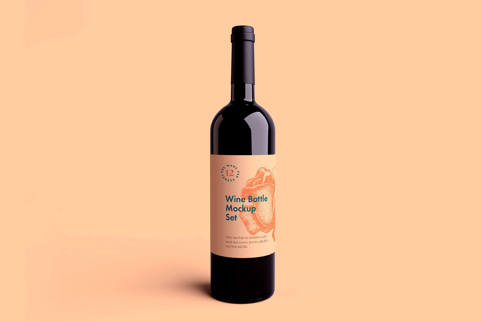 多角度的红酒酒瓶贴纸展示样机 Multi-Angle Red Wine Bottle Sticker Display Prototype插图5