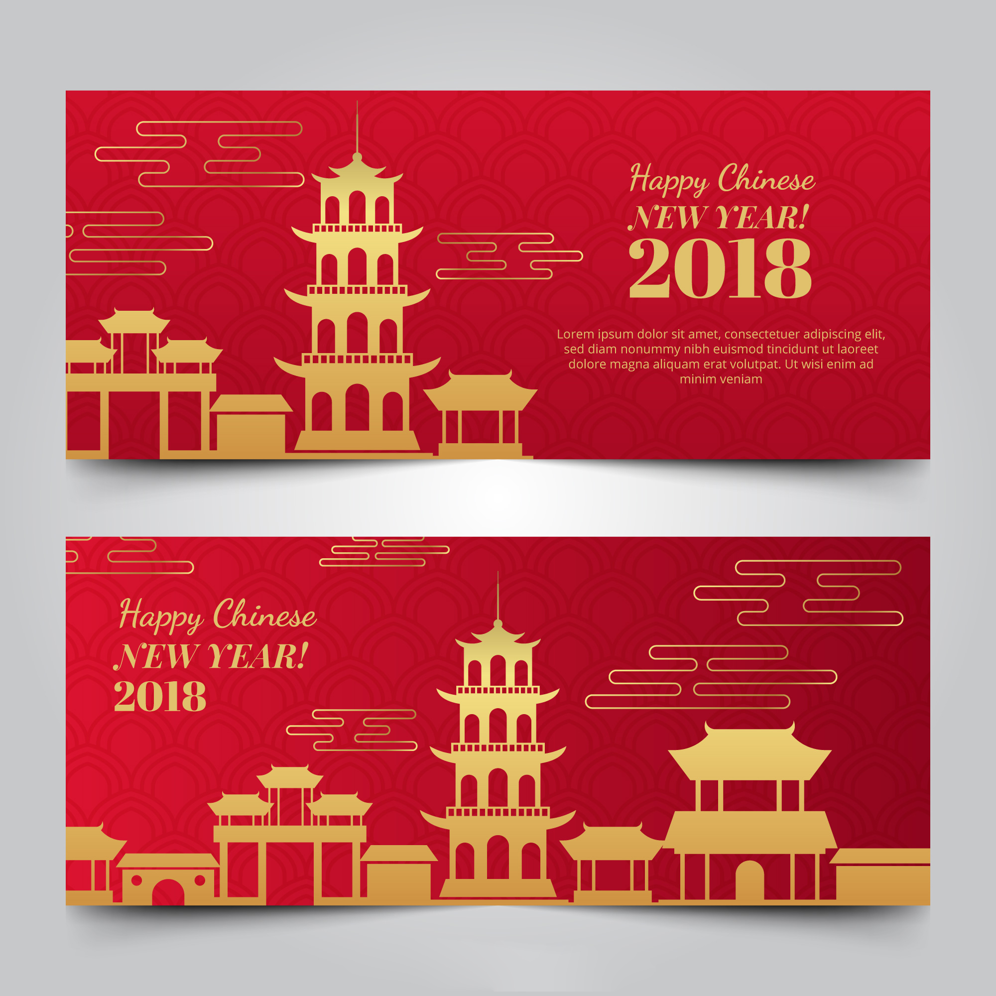 2019新年农历猪年贺卡矢量素材模板 2019 New Year Lunar Year Of The Pig Greeting Card Vector Material Template插图7