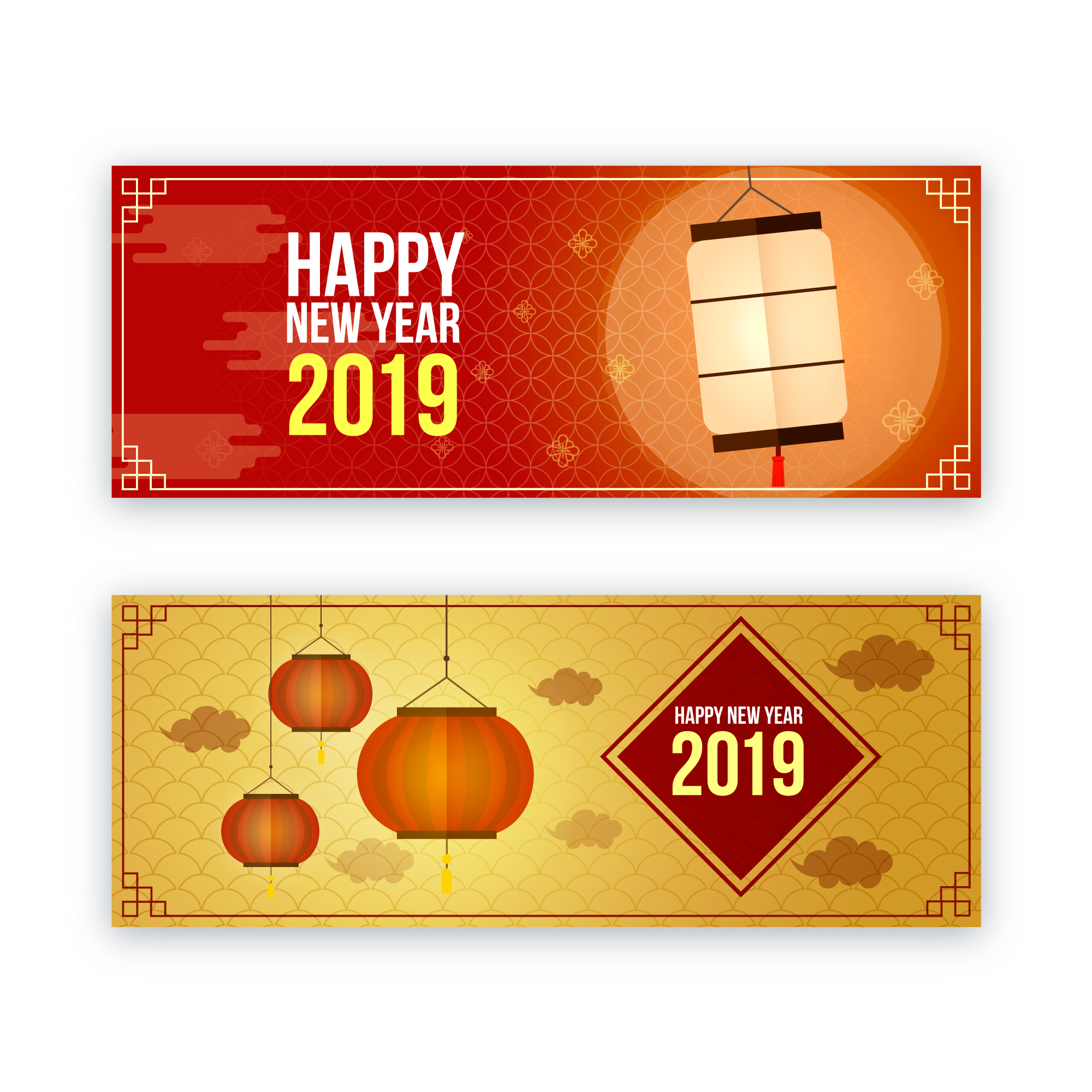 2019新年农历猪年贺卡矢量素材模板 2019 New Year Lunar Year Of The Pig Greeting Card Vector Material Template插图6