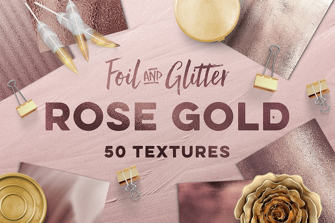 50款玫瑰金金箔纸背景纹理合集 50 Rose Gold Gold Foil Paper Background Texture Collection插图