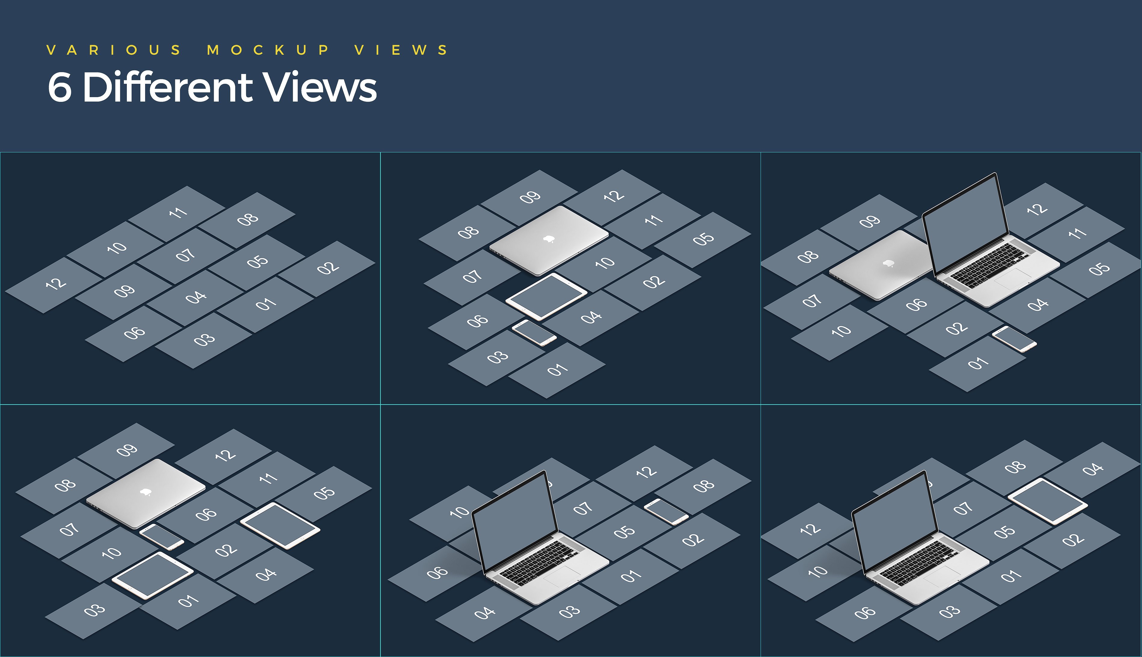6款不同的等距视角网页设计展示样机 6 Different Isometric Perspective Web Design Display Prototypes插图4
