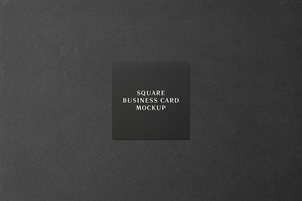 黑色的办公文具方形名片样机 Square Business Card Mockup – Black Edition插图