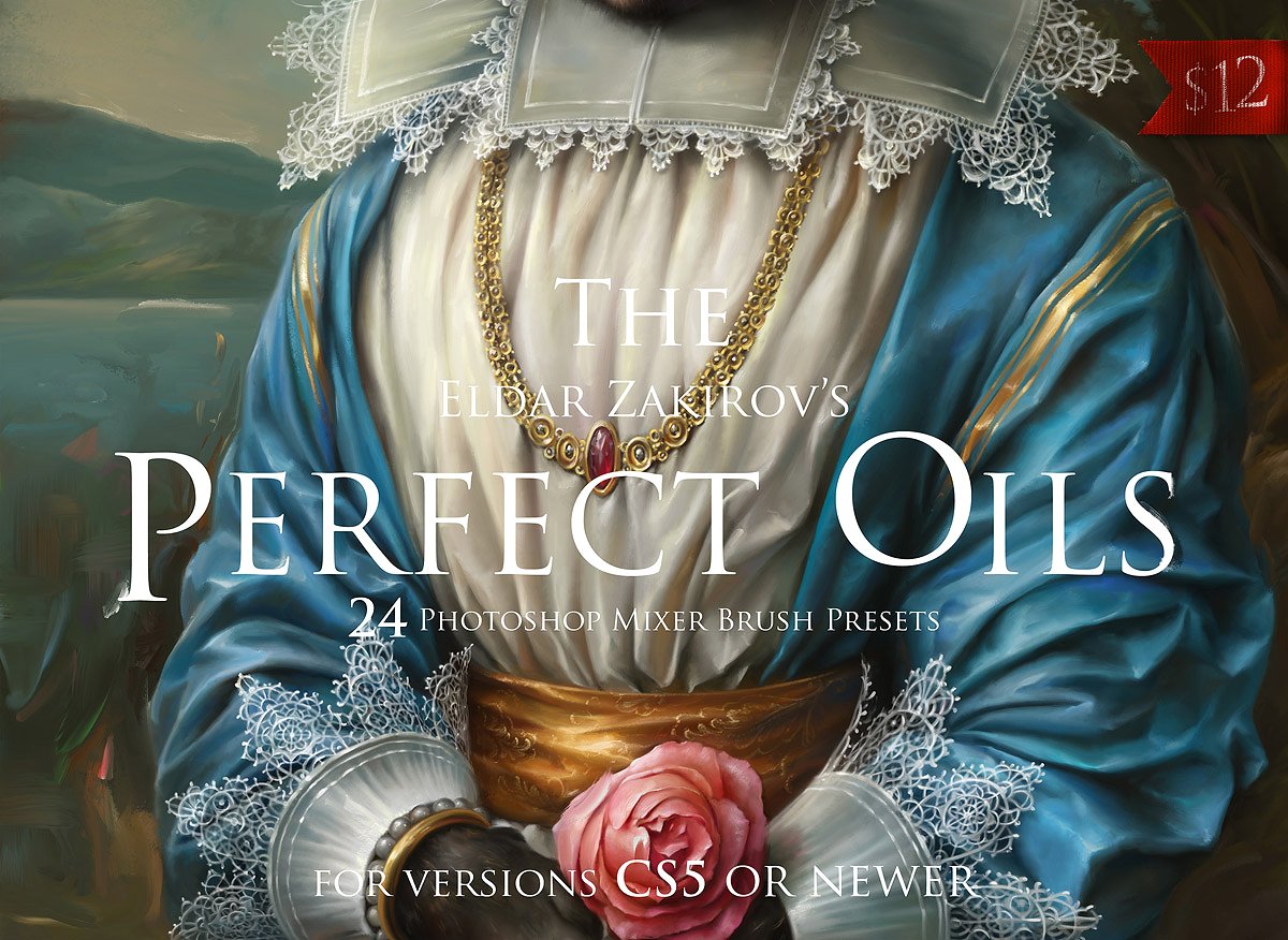 逼真的素描和油墨涂料绘画PS笔刷 The Perfect Oils, MixerBrush Presets插图
