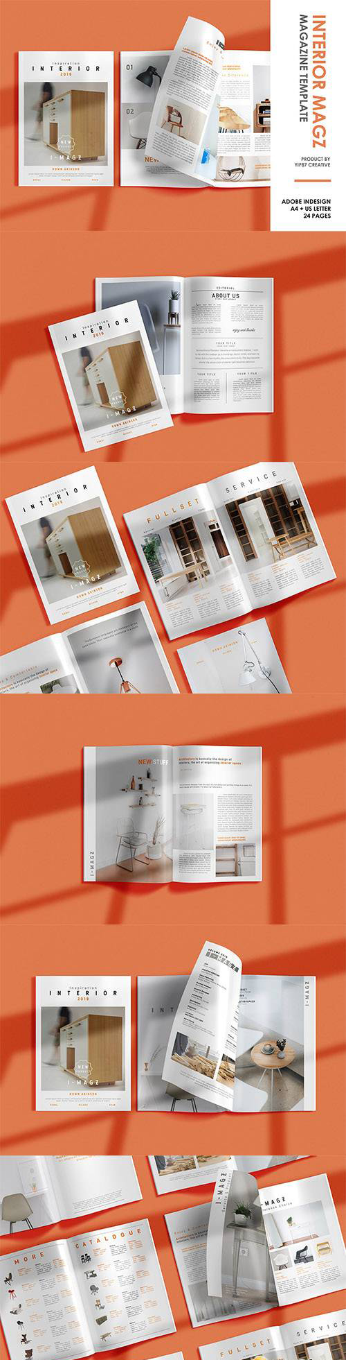 时尚简约室内家具杂志画册模板 Fashion Simple Interior Furniture Magazine Album Template插图
