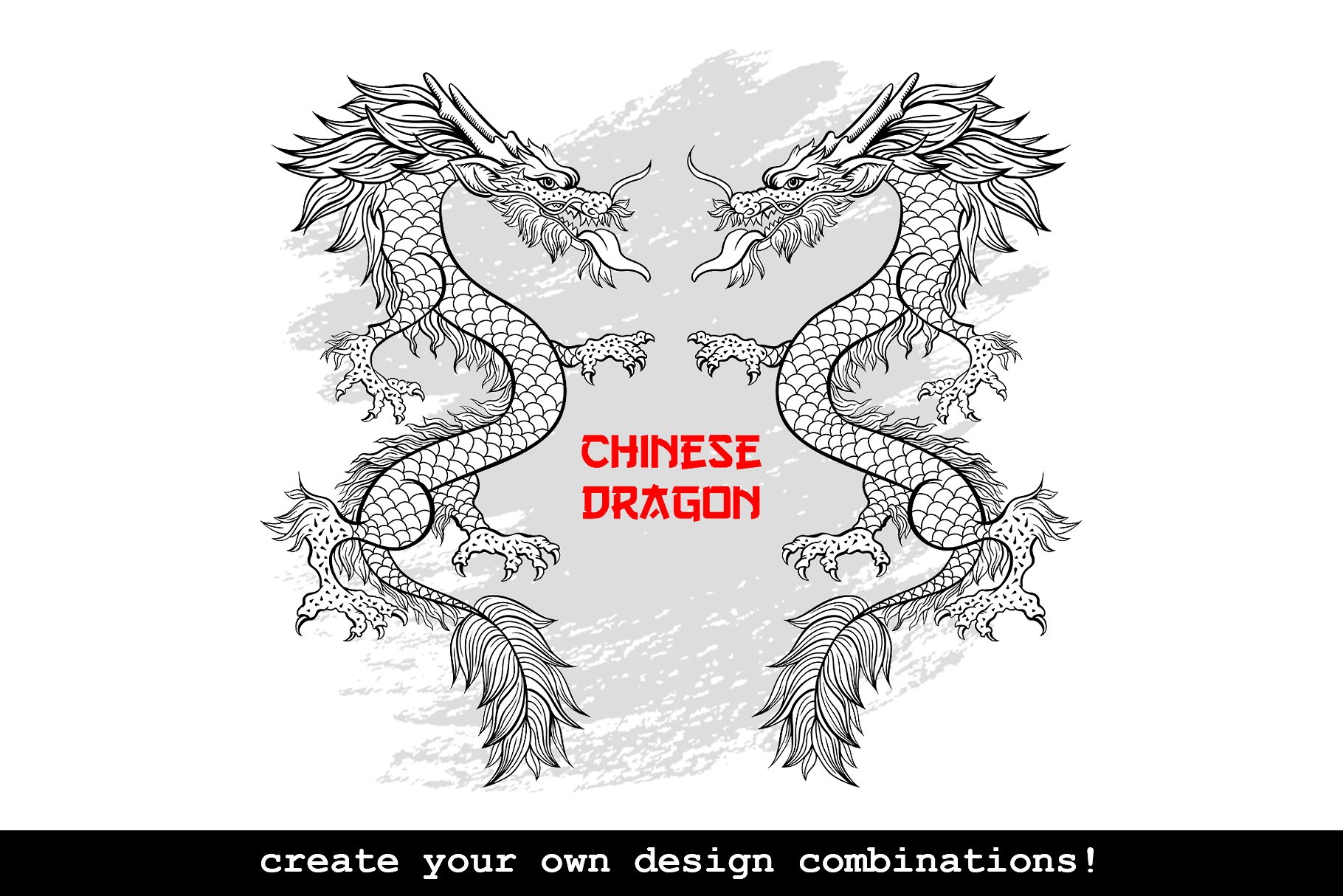 手绘中国风格中国龙AI矢量插图 Hand Drawn Chinese Style Chinese Dragon Illustrator Vector illustration插图4