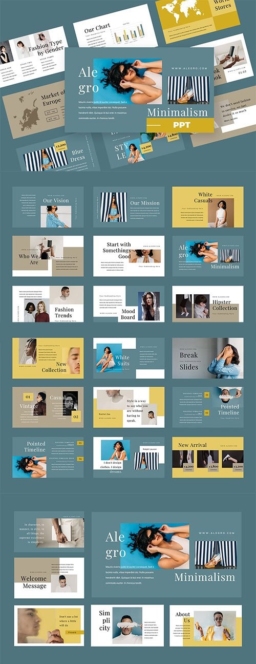 时尚简约女性服装摄影品牌策划幻灯片模板Alegro – Fashion Powerpoint,Keynote&Google SIldesPresentation插图