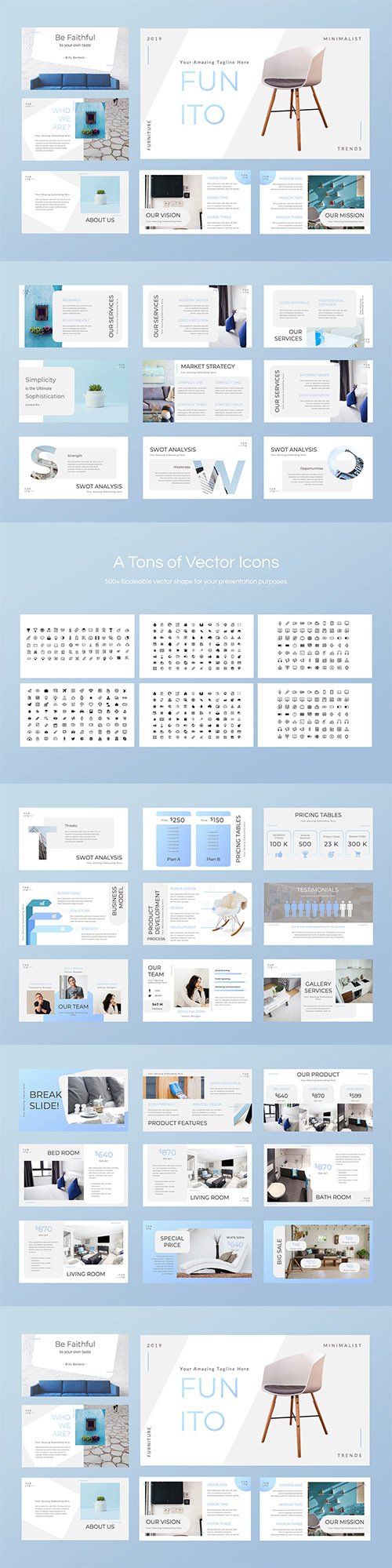 时尚家具设计介绍产品策划提案幻灯片模板 Funito – Furniture Powerpoint, Keynote and Google Slides Templates插图