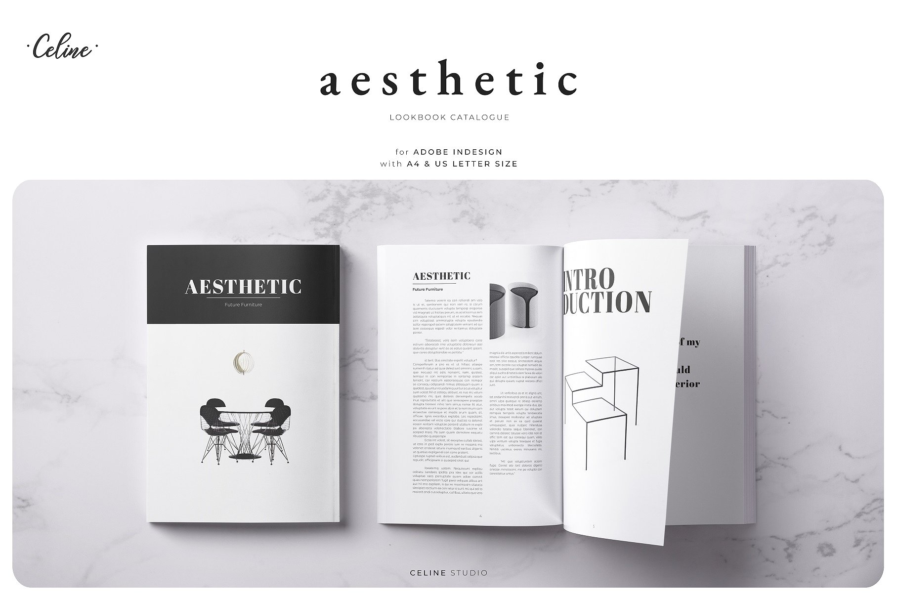 时尚家具设计产品促销A4画册杂志Indesign模板 Fashion Furniture Design Product Promotion A4 Album Magazine Indesign Template插图