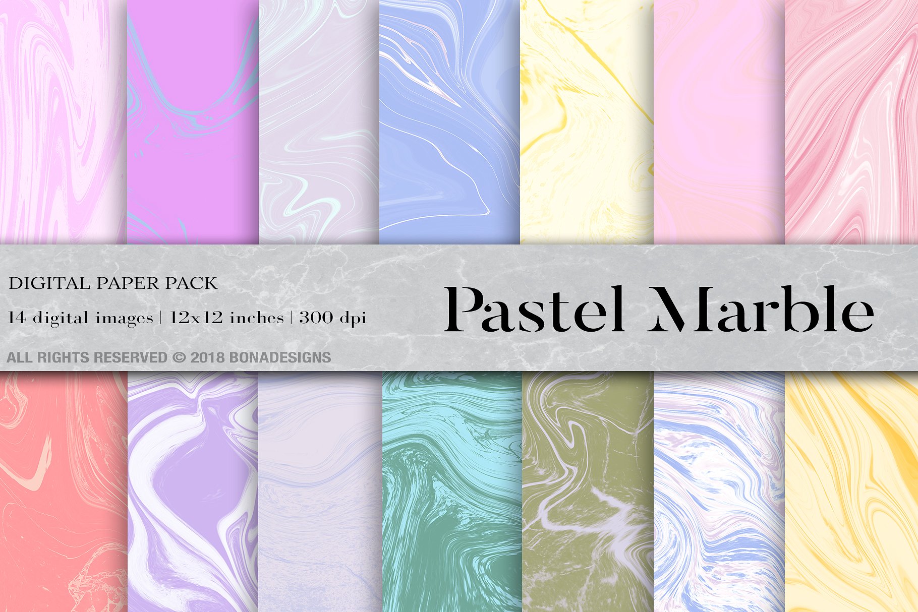 粉色的大理石数码纸背景纹理 Pink Marble Digital Paper Background Texture插图