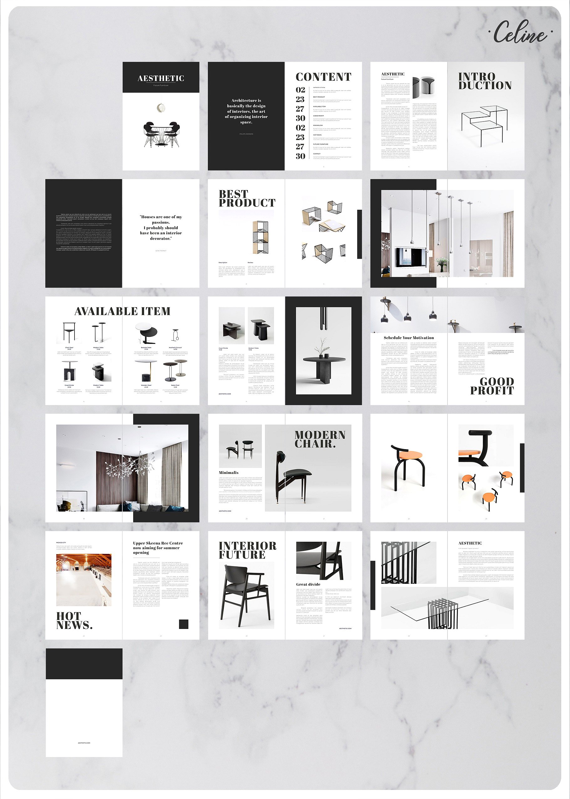 时尚家具设计产品促销A4画册杂志Indesign模板 Fashion Furniture Design Product Promotion A4 Album Magazine Indesign Template插图8
