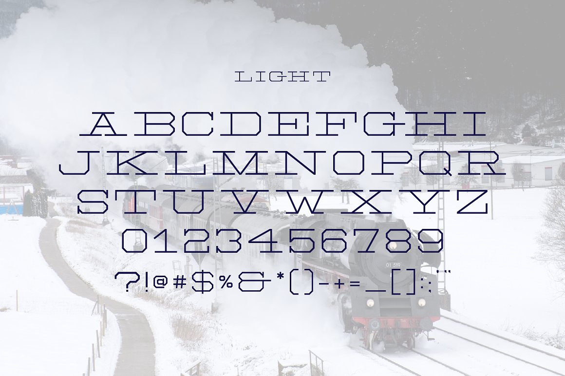 超宽板式块状造型衬线NH Rail字体 Ultra-Wide Plate Block Shape Serif NH Rail Font插图4