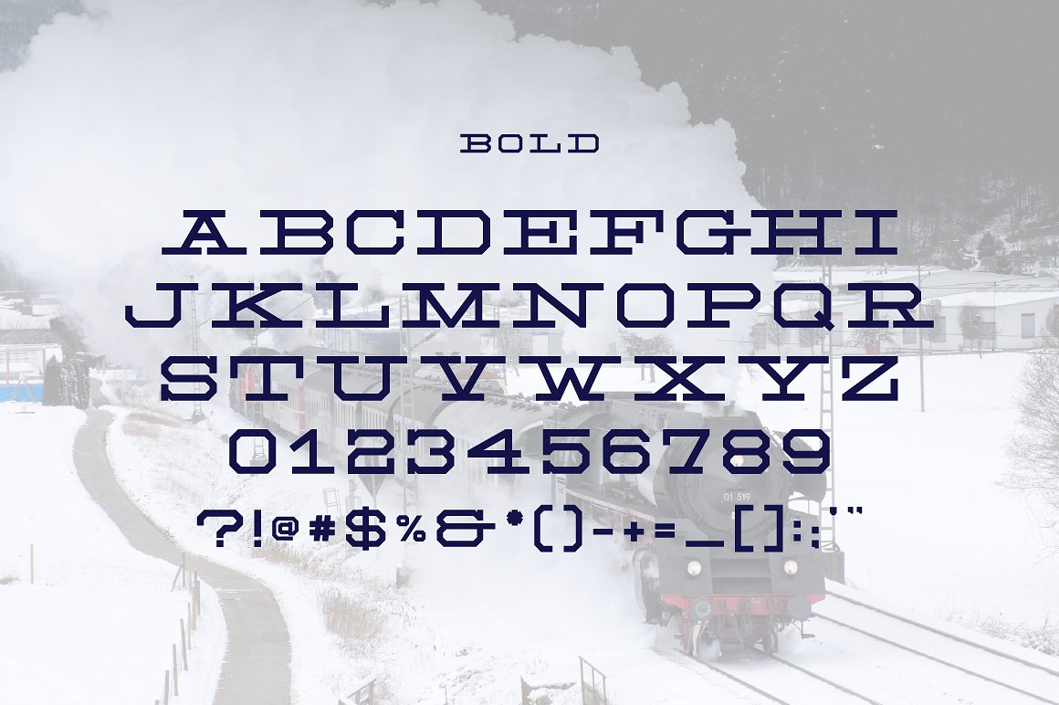 超宽板式块状造型衬线NH Rail字体 Ultra-Wide Plate Block Shape Serif NH Rail Font插图6