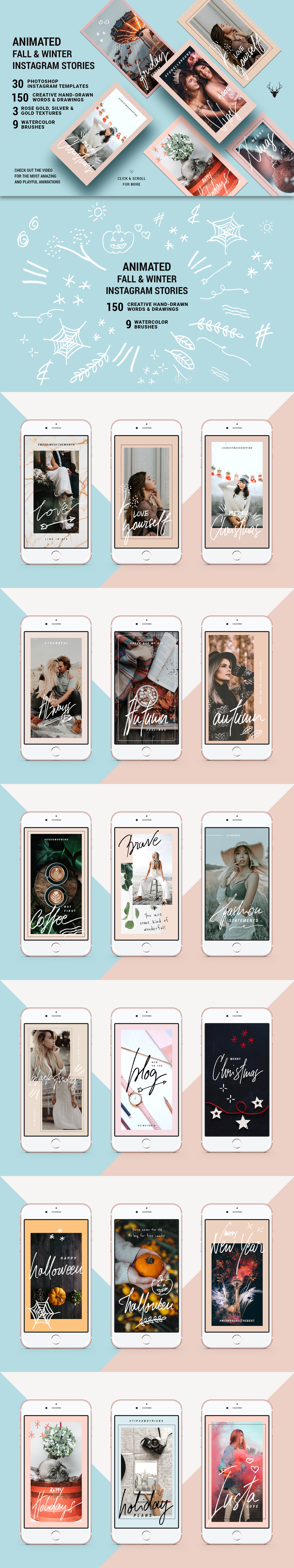 9.6G 现代时尚圣诞节新年女性服装摄影海报Instagram模板集合 MegaBundle Items From 2018插图1