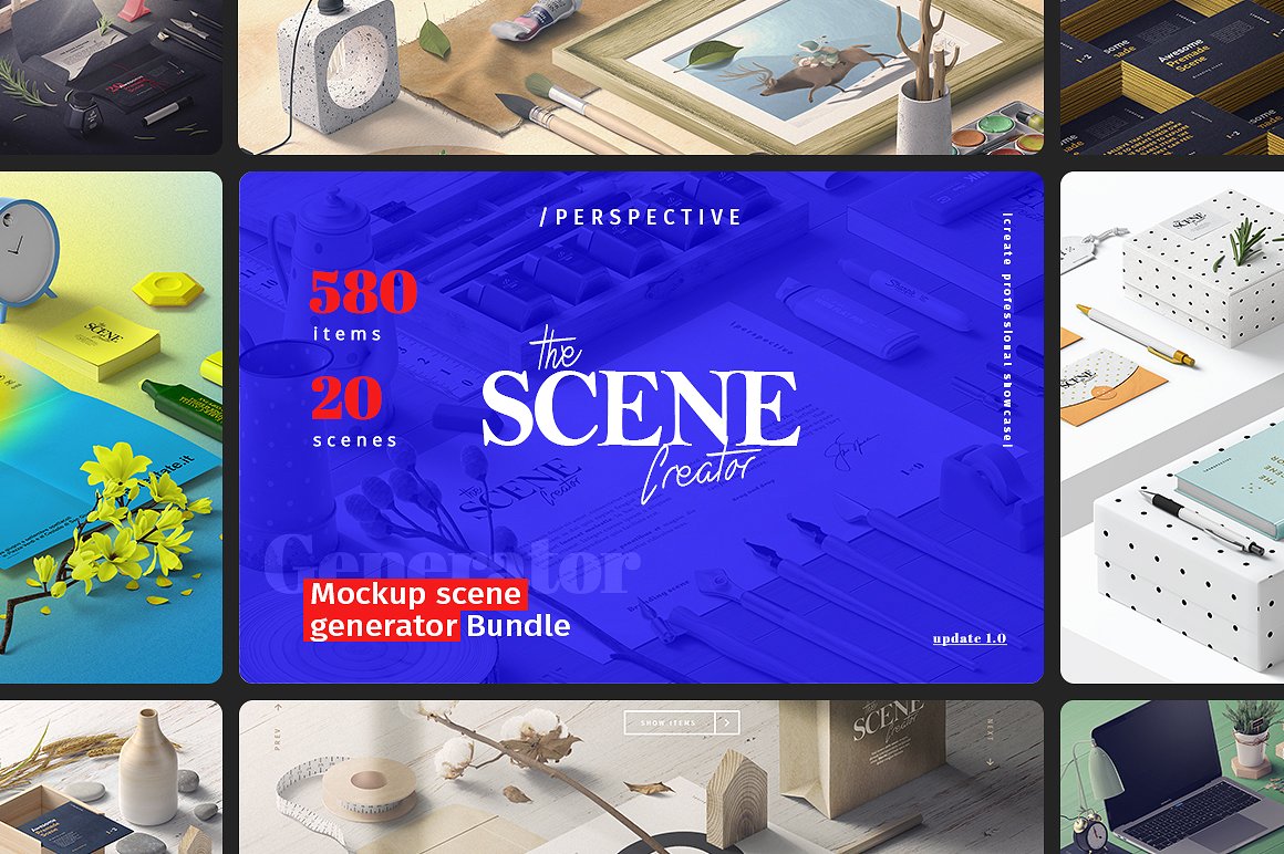 [36G] 高端企业VI品牌包装贴图商务产品包装样机展示PSD模板 The Scene Creator | Perspective插图