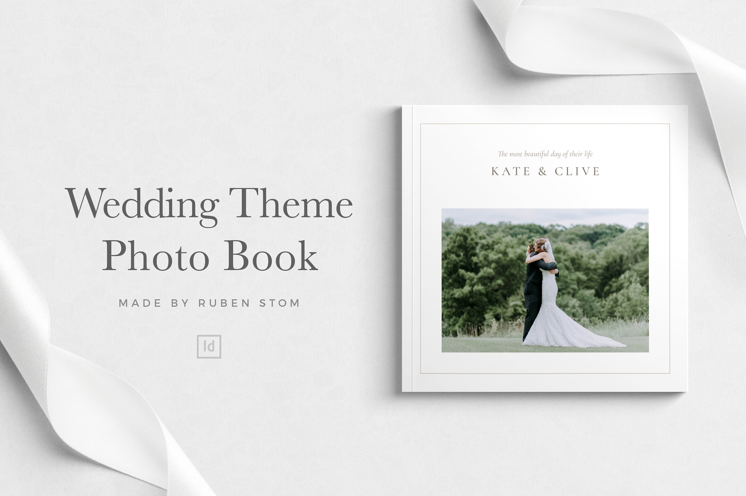 优雅的婚礼主题广场照片Indd画册模板 Wedding Theme Photo Book插图