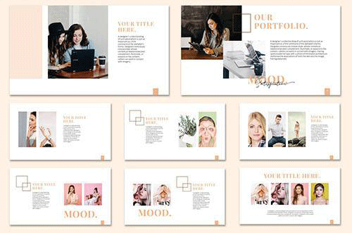 简约独特的方形形状排版布局女生服装摄影公司介绍幻灯片模板 Simple And Unique Square Shape Typography Layout Girl Clothing Photography Company Presentation Slide Template插图5