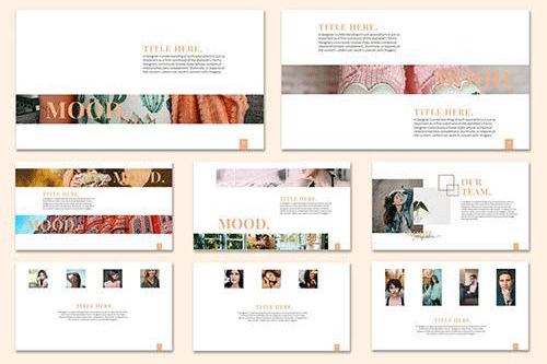简约独特的方形形状排版布局女生服装摄影公司介绍幻灯片模板 Simple And Unique Square Shape Typography Layout Girl Clothing Photography Company Presentation Slide Template插图2