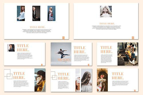简约独特的方形形状排版布局女生服装摄影公司介绍幻灯片模板 Simple And Unique Square Shape Typography Layout Girl Clothing Photography Company Presentation Slide Template插图3