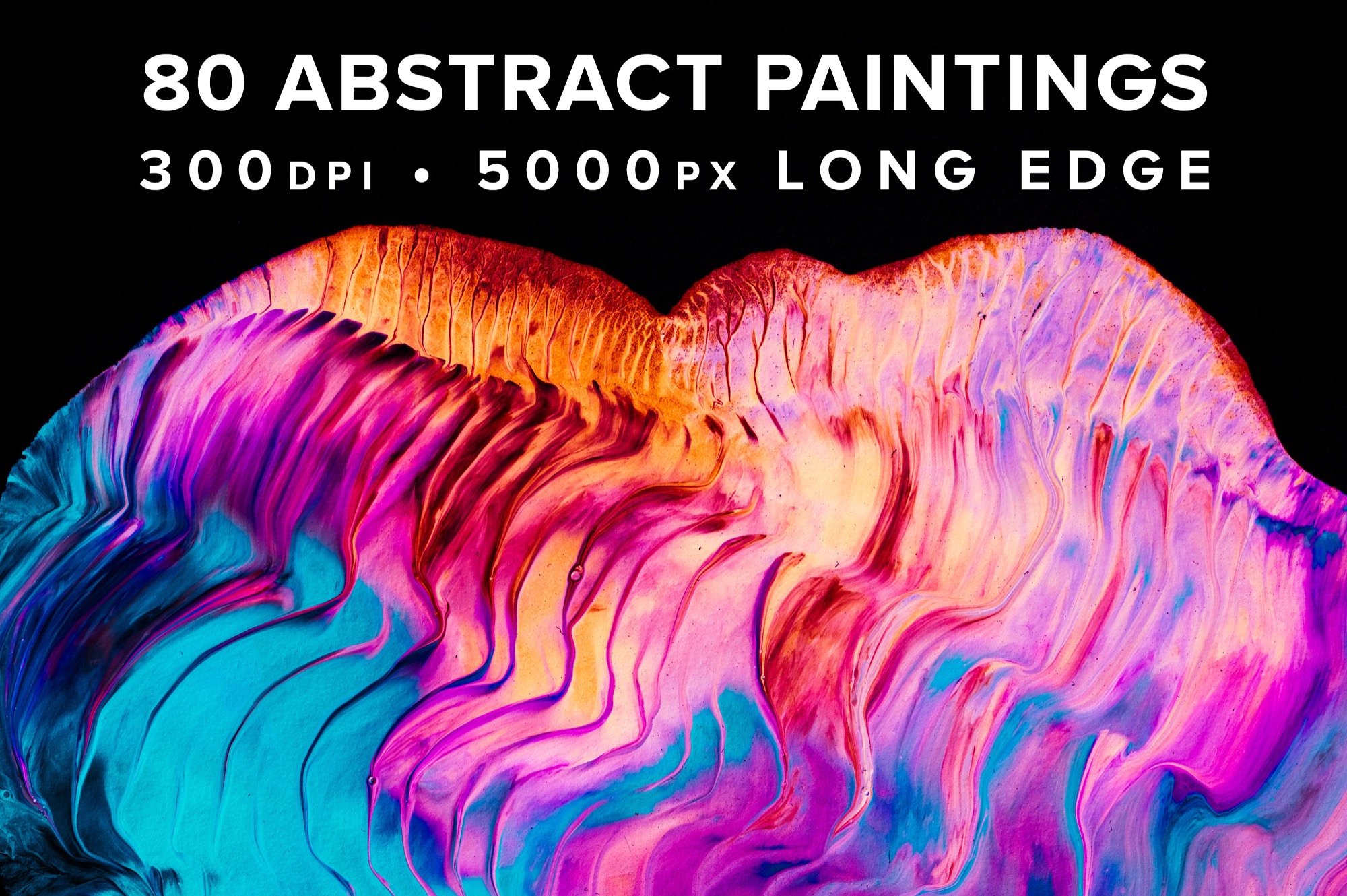 创意抽象纹理系列：抽象液态流体油漆丙烯酸刷子画工具包 Abstract Paint Bundle插图1