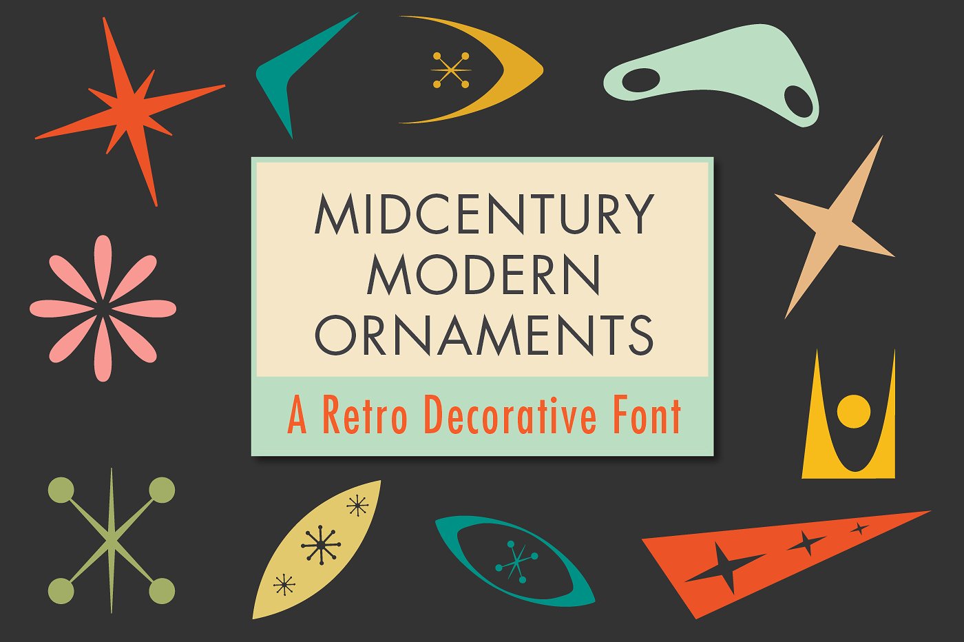 超级复古的中世纪现代装饰字体 Mid-Century Modern Ornaments Font插图