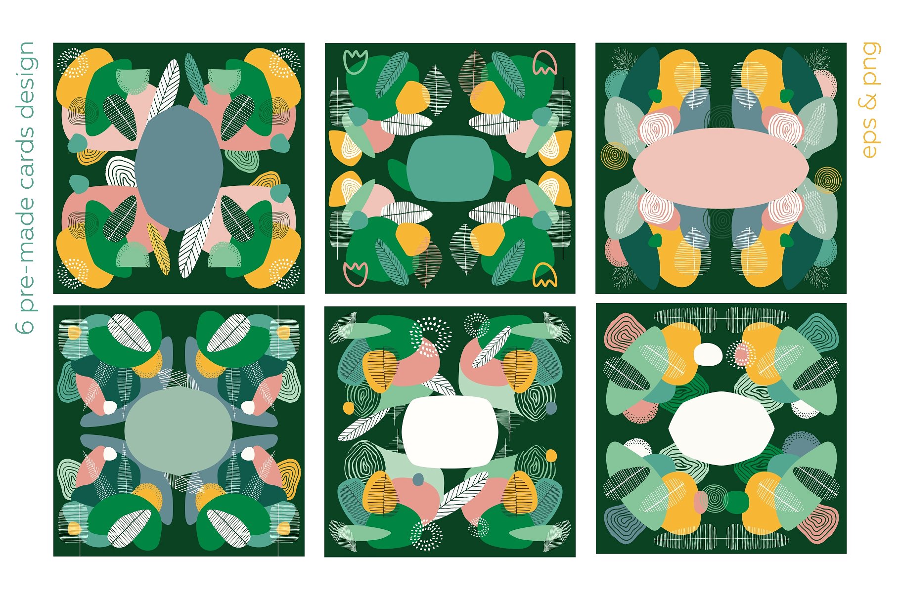 独特的手绘抽象植物花卉图案集合 Seasonarium. Abstract Botanical Set.插图8