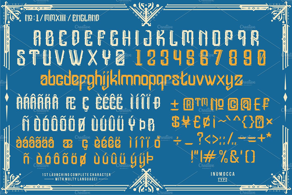 中世纪复古的英格兰卷轴字母字体 Medieval Retro English Scroll Alphabet Font插图3