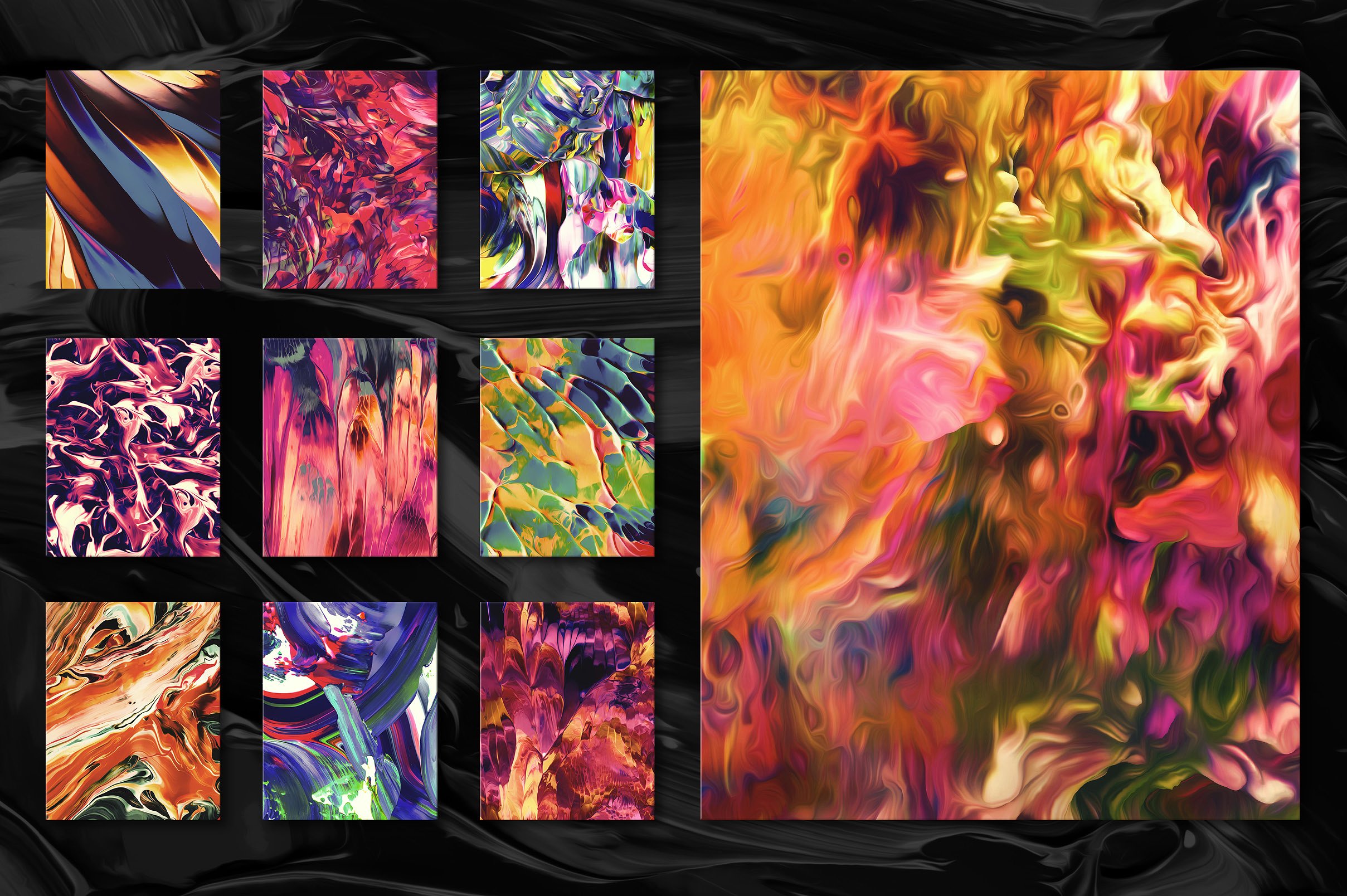 创意抽象纹理系列：抽象多彩充满活力的油漆大理石纹理 Flow Bundle-300 Fluid Paint Textures插图22