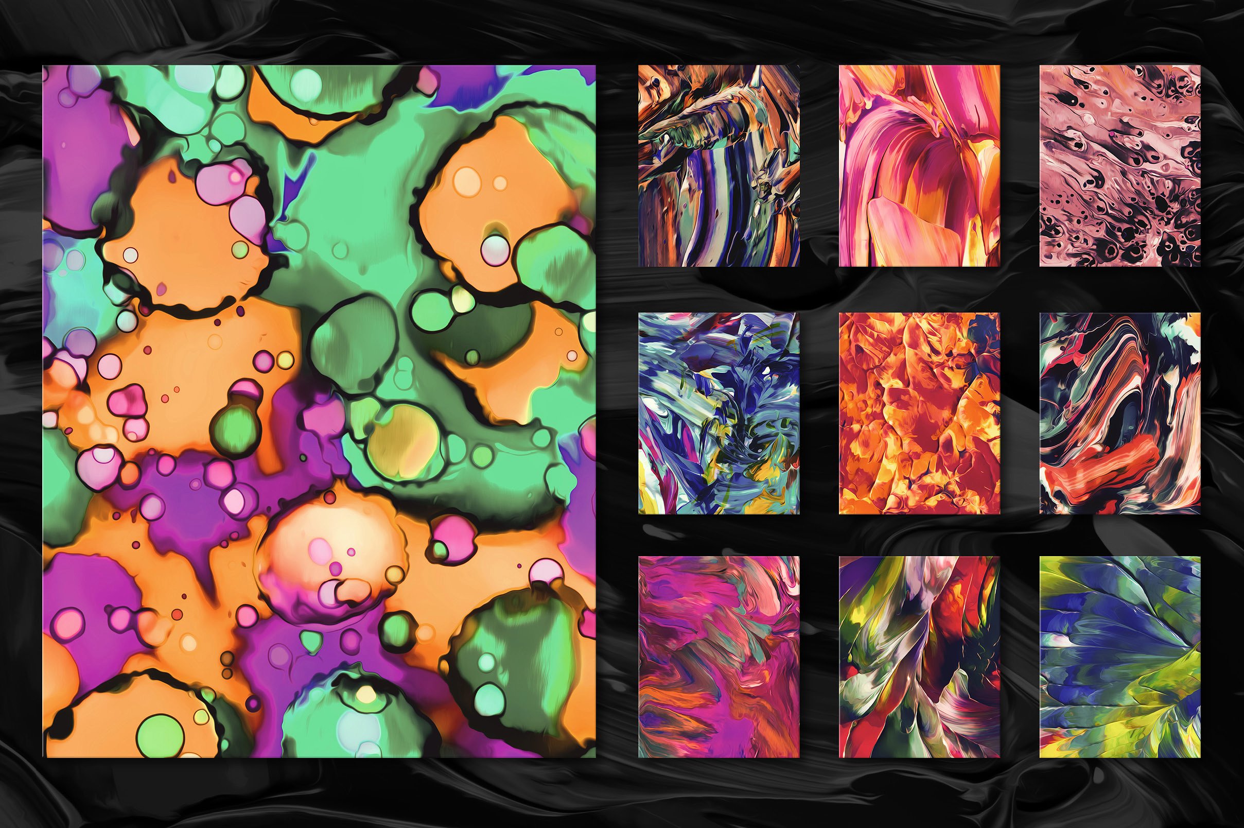 创意抽象纹理系列：抽象多彩充满活力的油漆大理石纹理 Flow Bundle-300 Fluid Paint Textures插图33