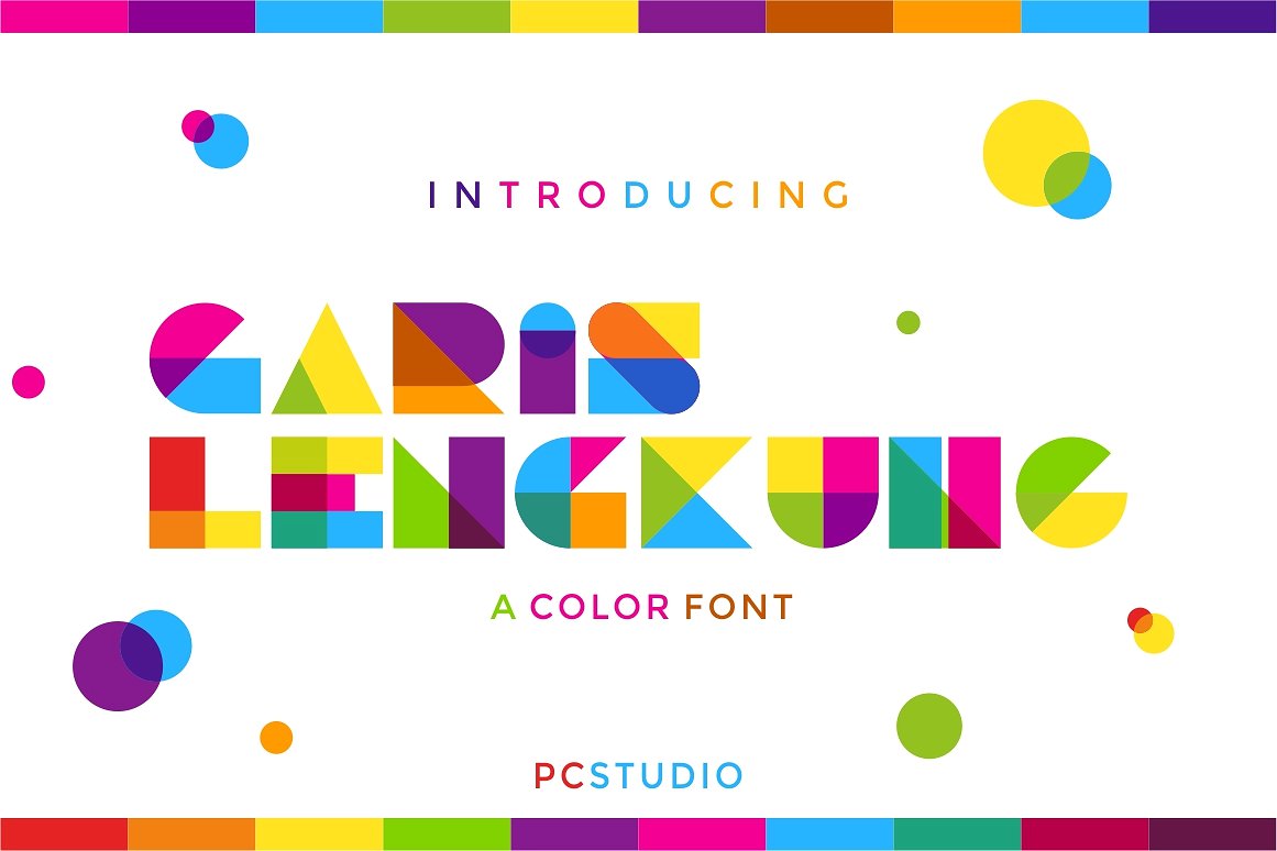 色彩鲜明几何图形彩色字体 Garis Lengkung – Colorful Font插图