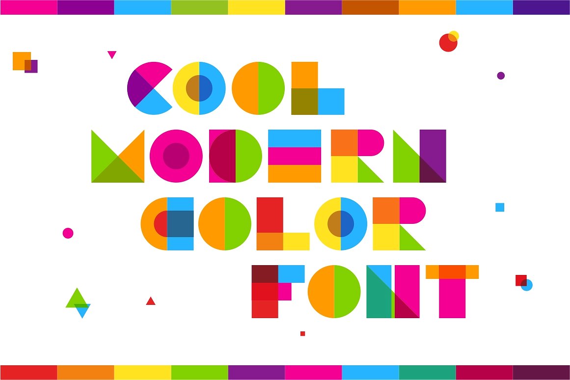 色彩鲜明几何图形彩色字体 garis lengkung colorful font