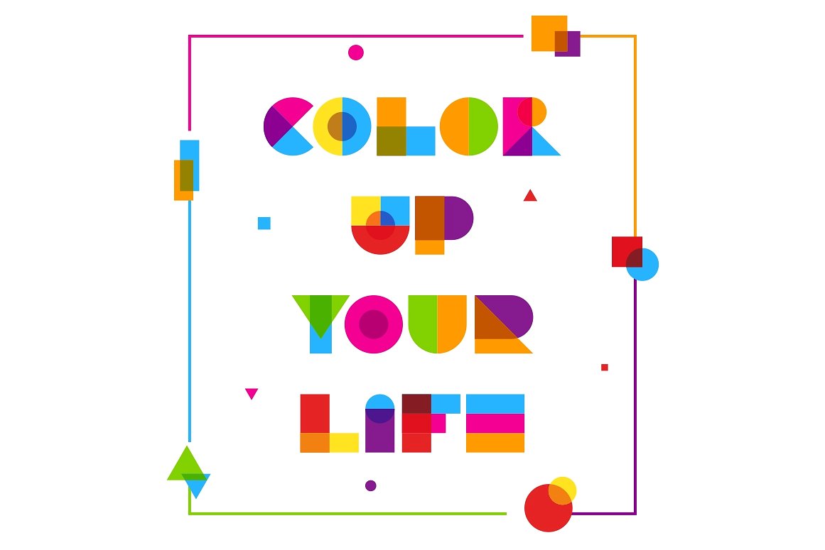 色彩鲜明几何图形彩色字体 Garis Lengkung – Colorful Font插图3