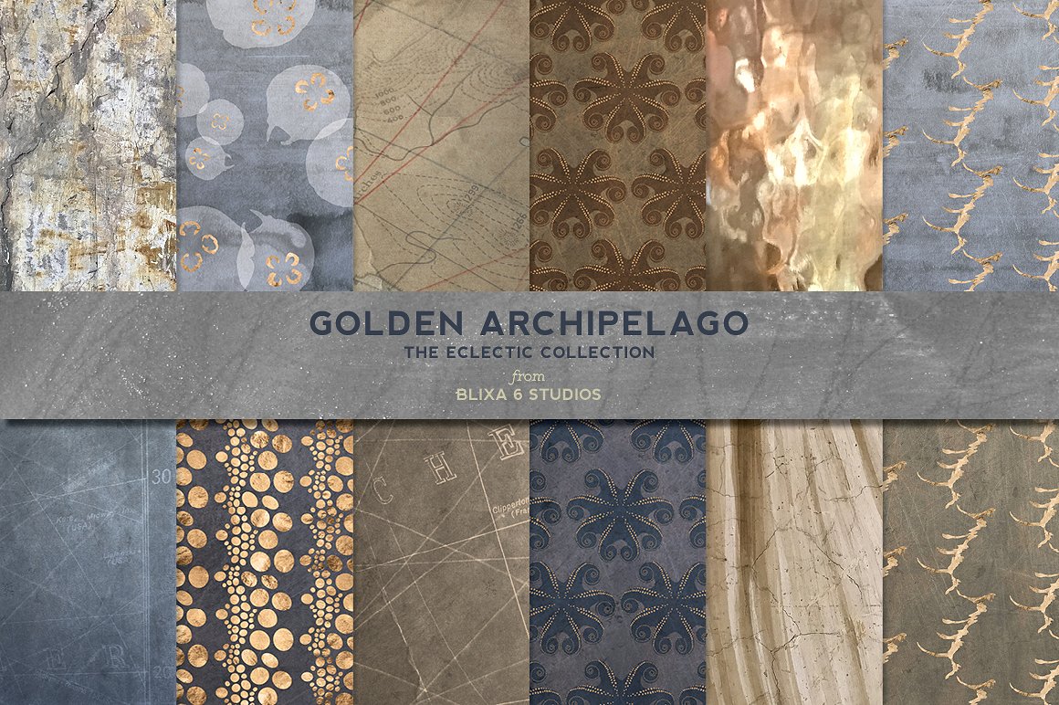 36玫瑰金金色海洋图案纹理 36 Watery Gold Patterns & Textures插图1
