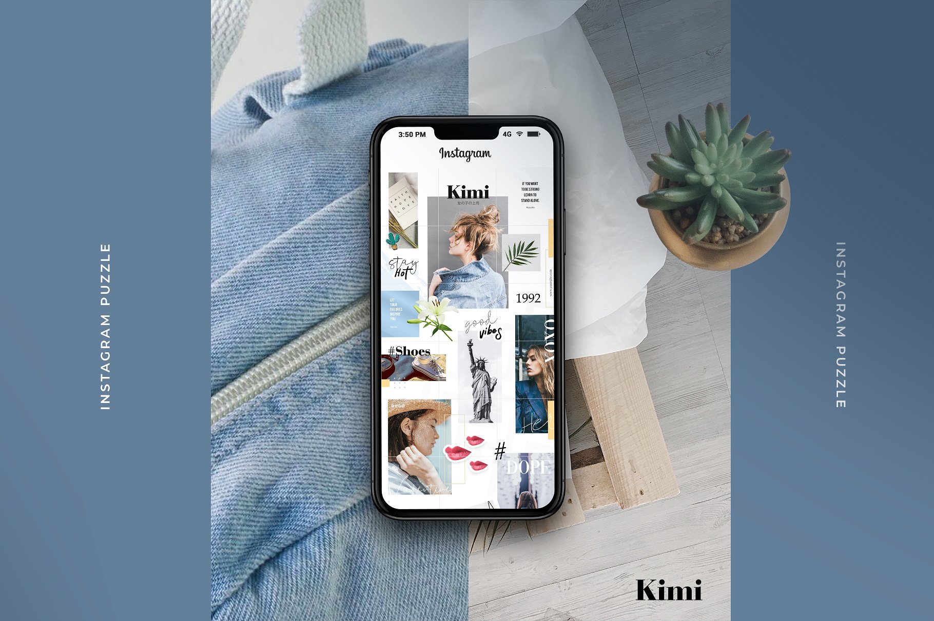 时尚牛仔服装摄影电商广告Instagram模板 Kimi – Instagram Puzzle插图1