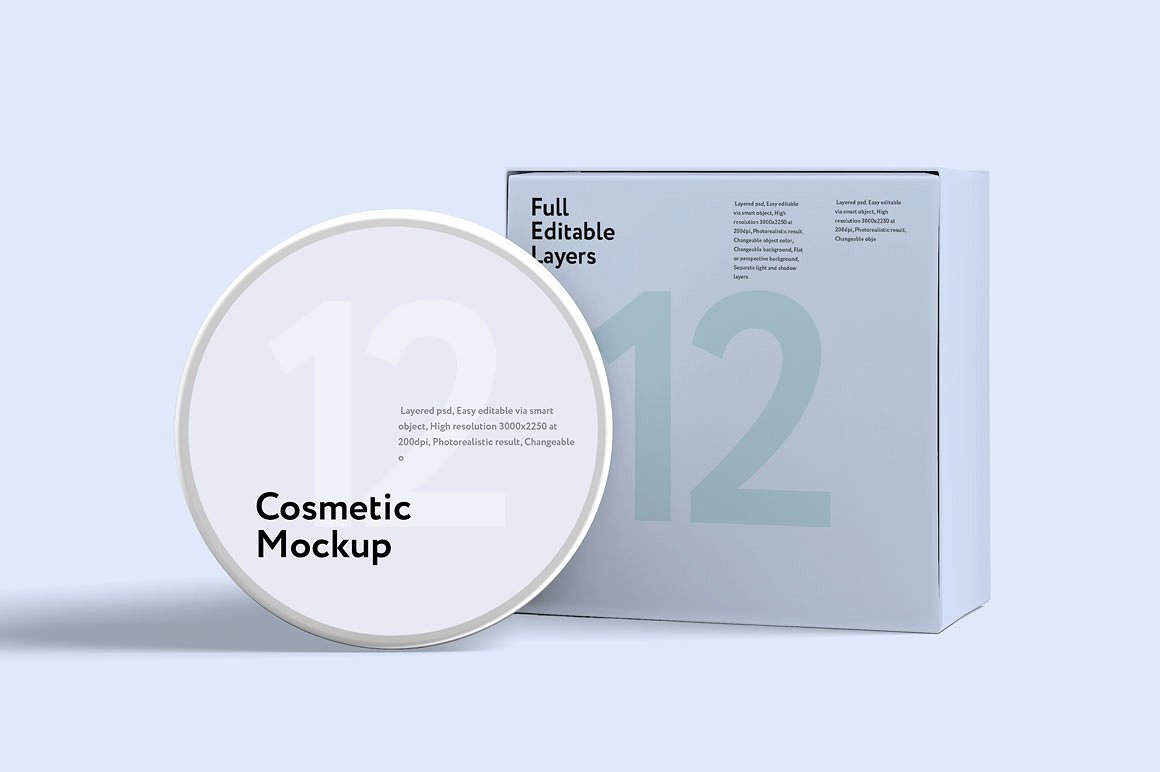 化妆品护肤品精油包装提案样机PSD设计模板 Cosmetics Mockup Jar 12 Psd插图
