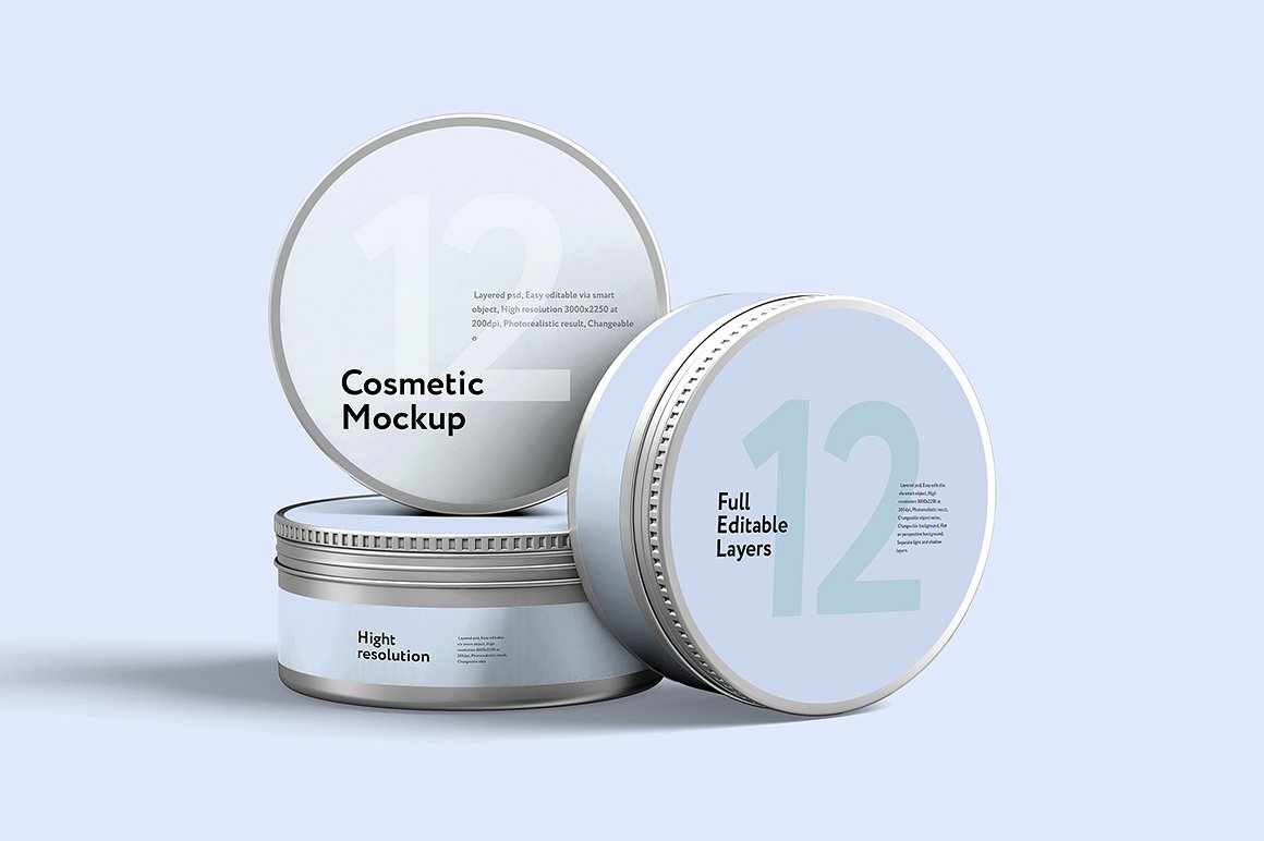 化妆品护肤品精油包装提案样机PSD设计模板 Cosmetics Mockup Jar 12 Psd插图4