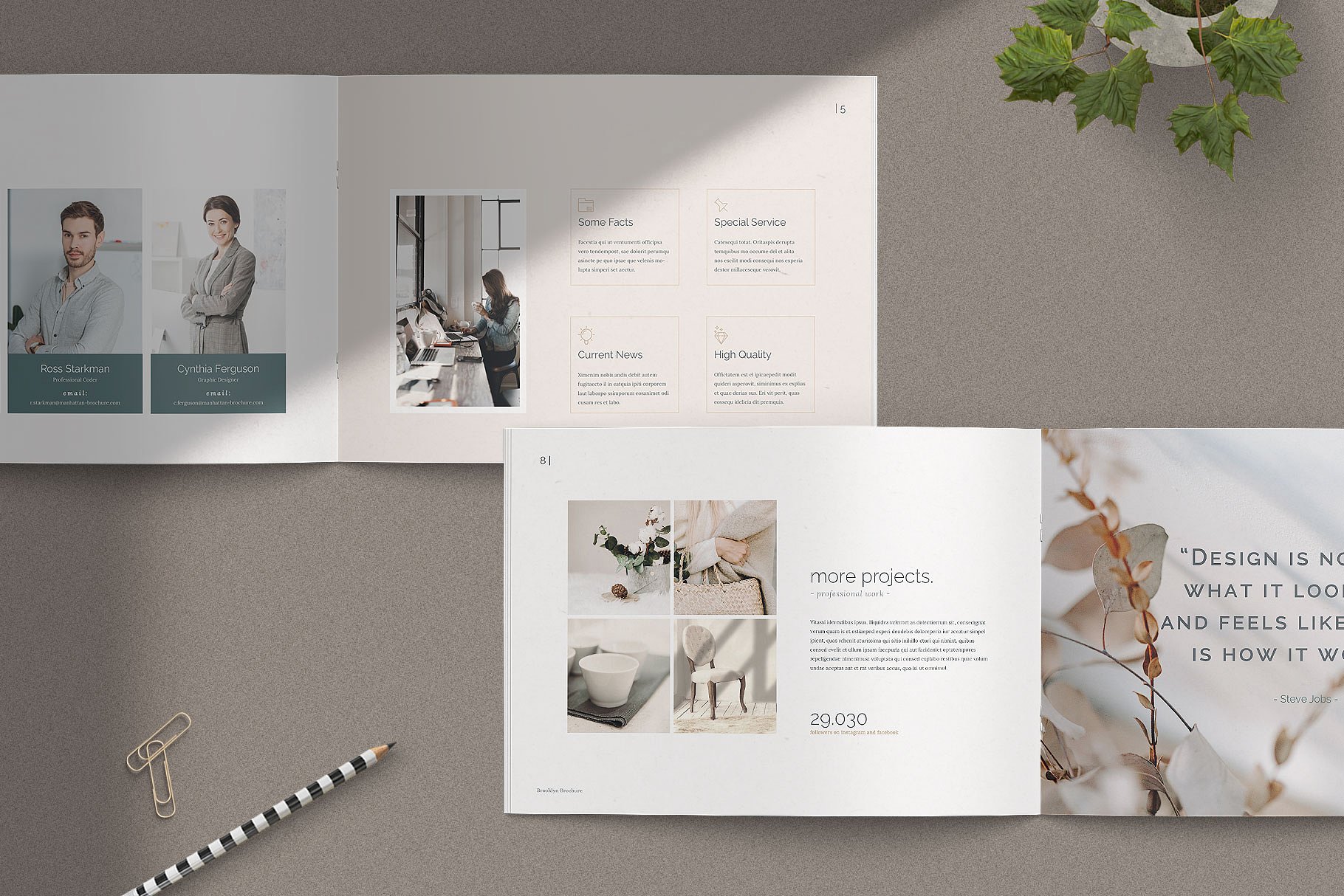 简约优雅的企业介绍项目策划提案Indd画册模板 BROOKLYN – Multipurpose Brochure插图3