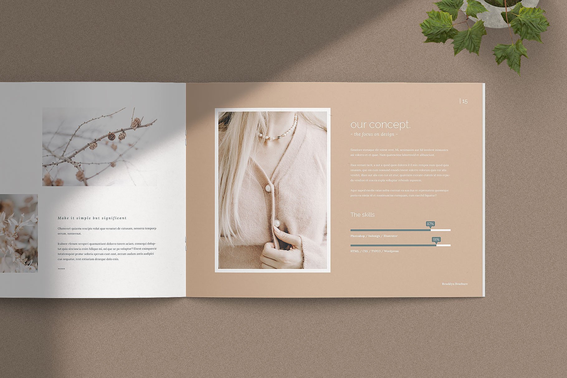 简约优雅的企业介绍项目策划提案Indd画册模板 BROOKLYN – Multipurpose Brochure插图4