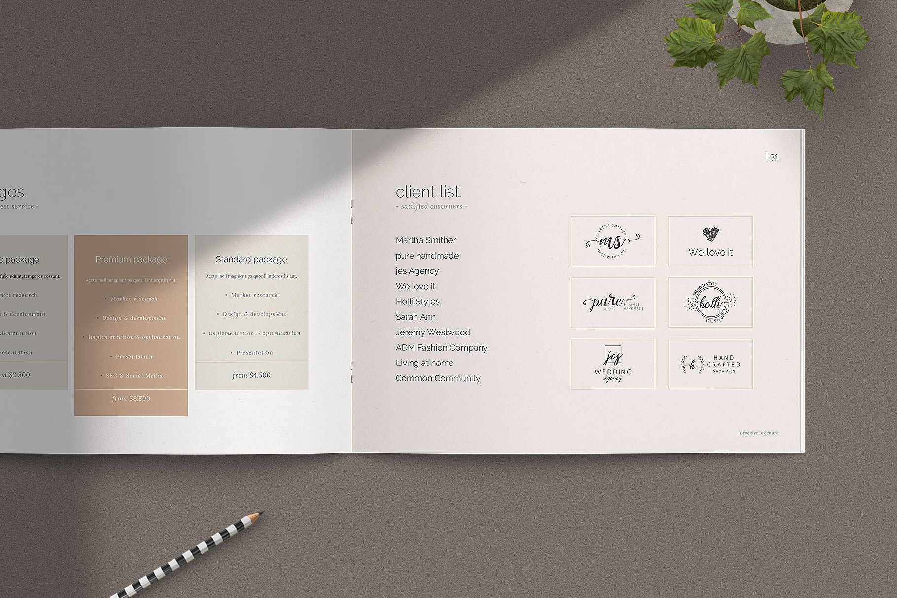 简约优雅的企业介绍项目策划提案Indd画册模板 BROOKLYN – Multipurpose Brochure插图8