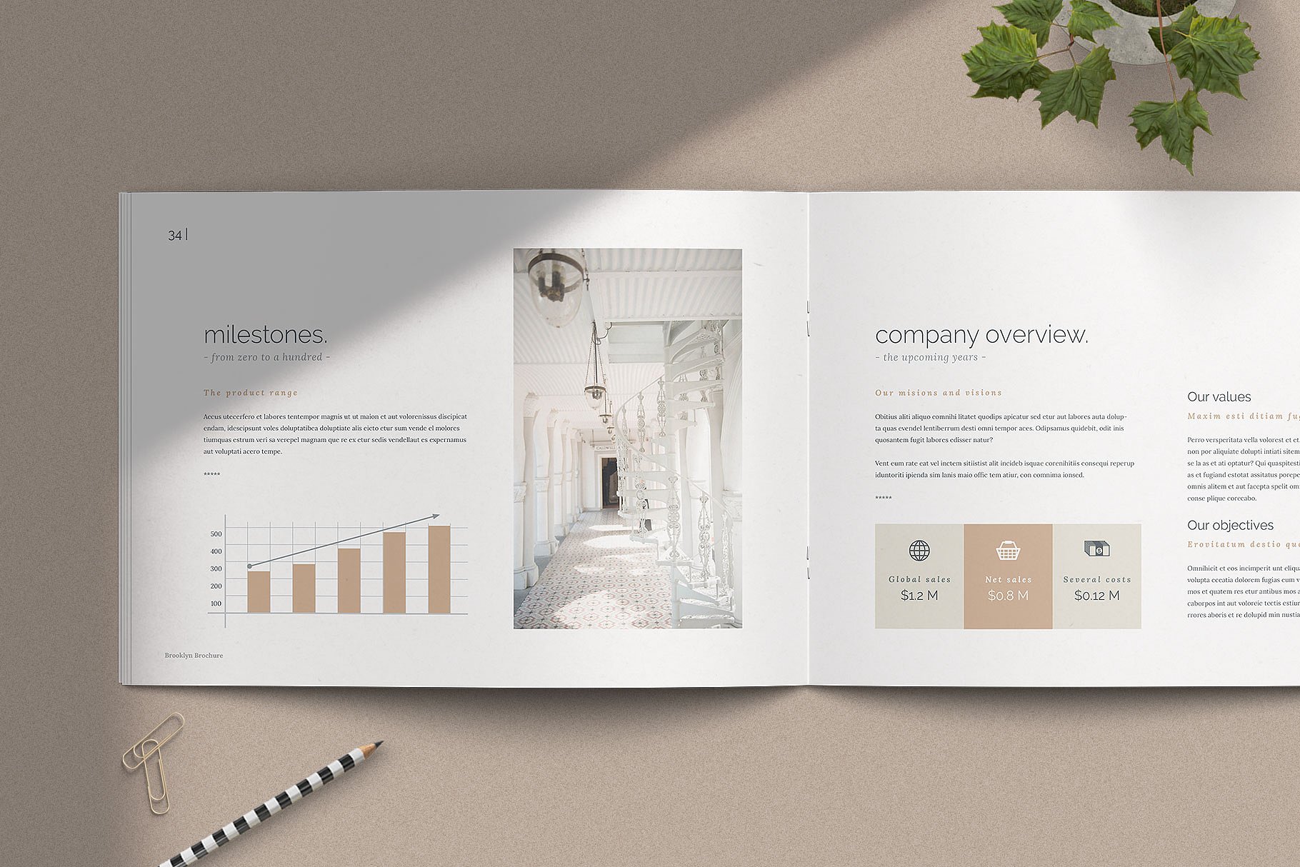 简约优雅的企业介绍项目策划提案Indd画册模板 BROOKLYN – Multipurpose Brochure插图9